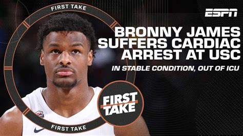 Bronny James suffers cardiac arrest at USC workout | First Take - YouTube