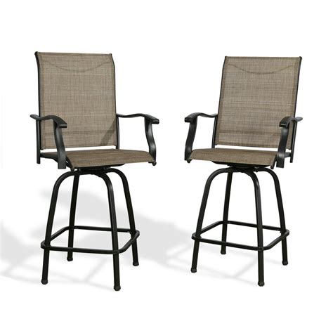 Ulax furniture Outdoor 2-Piece Swivel Bar Stools High Patio Chairs with Sling Seat - Walmart.com ...