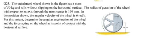 Solved The unbalanced wheel shown in the figure has a mass | Chegg.com