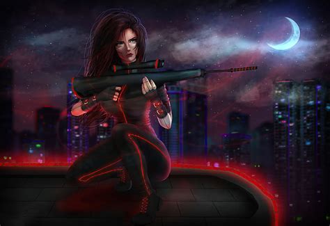 Cyberpunk Sniper Girl, artist, artwork, cyberpunk, artstation, HD ...