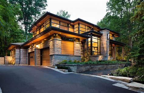 Glass wood stone Contemporary House Exterior, Modern Exterior, Modern ...