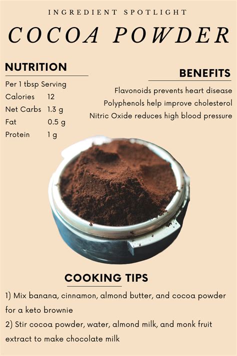 the ingredients for cocoa powder are shown in this info sheet, which ...