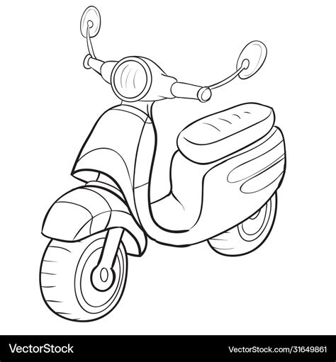 Cartoon motorcycle sketch coloring Royalty Free Vector Image