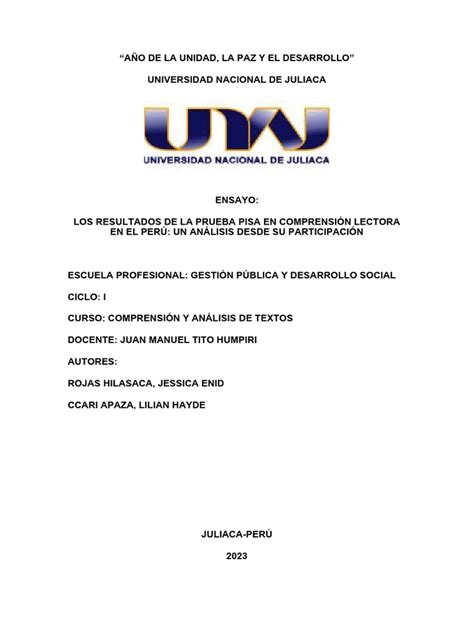 Los Resultados de La Prueba Pisa en Comprensión Lectora en El Perú Un ...