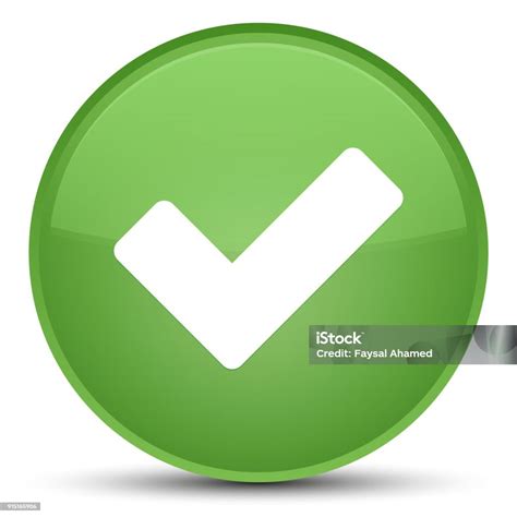 Validate Icon Special Soft Green Round Button Stock Illustration - Download Image Now - Check ...