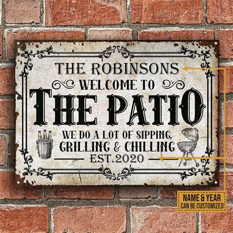 Personalized Patio Metal Sign Patio Bar & Grill Metal Sign | Etsy