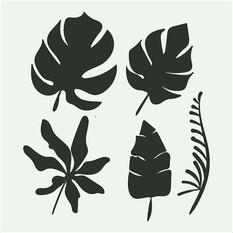 Premium Vector | Tropical leaf collection with silhouette style