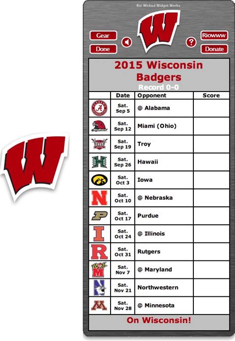 Free 2015 Wisconsin Badgers Football Schedule Widget for Mac OS X - On ...