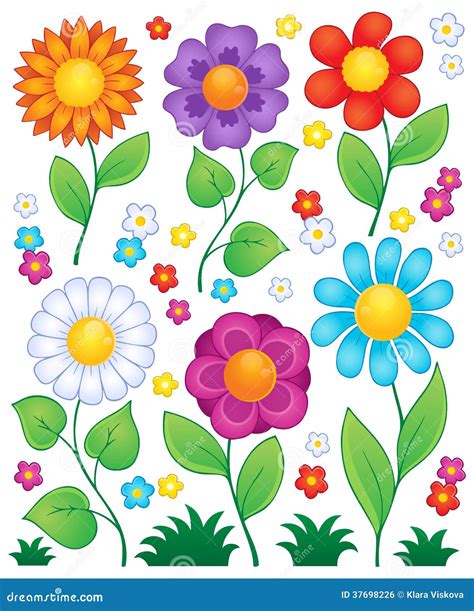 Cartoon Flowers Collection 3 Stock Vector - Illustration of leaves ...