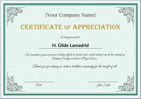 certificate of appreciation for an employee