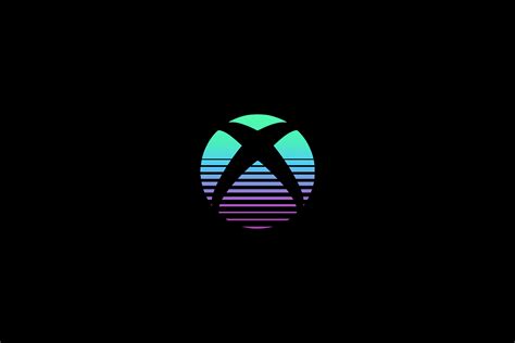 4K, black, Xbox, dark, Microsoft, logo, gear, lines, retro style, consoles, simple background ...