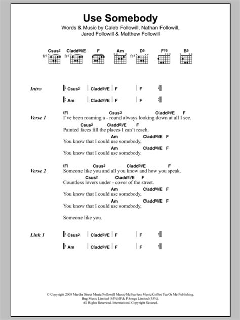 Use Somebody by Kings Of Leon - Guitar Chords/Lyrics - Guitar Instructor