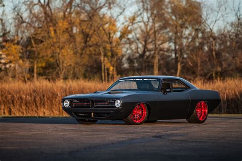 Mafia's Ride: Custom Black Plymouth Barracuda on Candy Red Buttoms ...