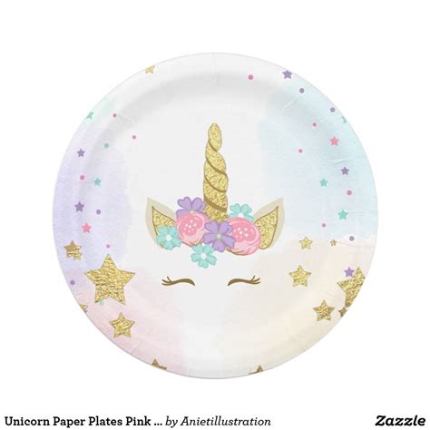 Unicorn Paper Plates Pink Gold Magical Birthday | Zazzle.com | Unicorn paper plates, Birthday ...