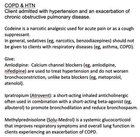 COPD & Hypertension HTN Give: Amlodipine: Calcium channel blockers (& nifedipine) treat ...