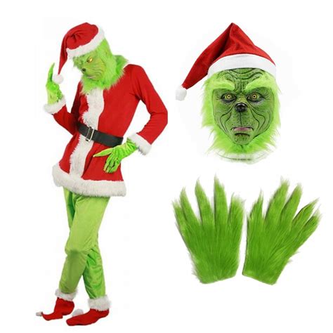 The Grinch Costume Adult Full Sets Halloween Santa Costume Outfit - Luckyonesie