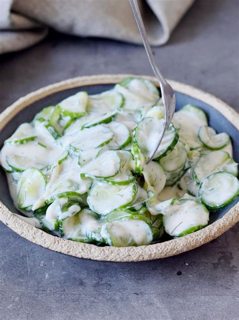 Creamy German Cucumber Salad (Gurkensalat) - Elavegan