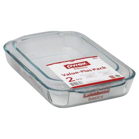 Pyrex Basics Clear Oblong Glass Baking Dishes, 2 Piece Value Plus Pack ...