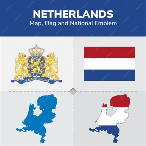 Premium Vector | Netherlands Map, Flag and National Emblem