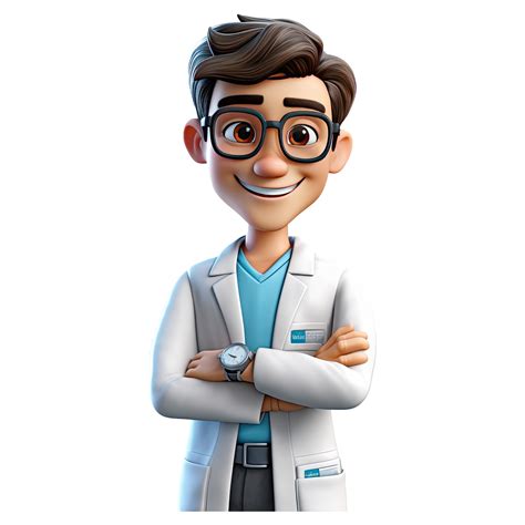 3D Happy cartoon doctor. Cartoon doctor on transparent background ...