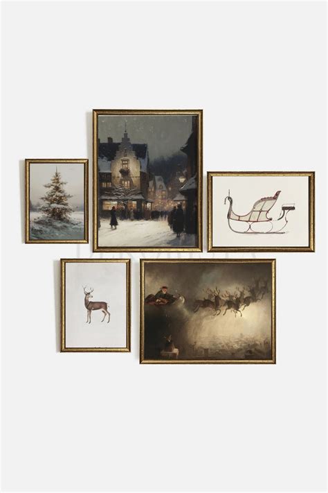 Vintage New Year Gallery Wall Art Wall Print Set Christmas - Etsy