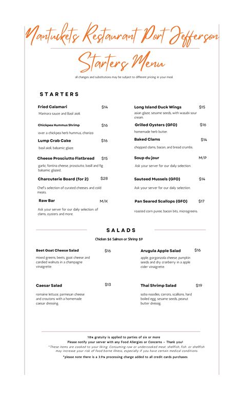 Fall Menu – Nantuckets Port Jefferson Restaurant