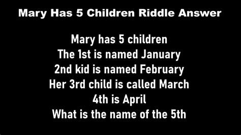 MARY HAS 5 DAUGHTERS RIDDLE ANSWER AND EXPLANATION - The Hub