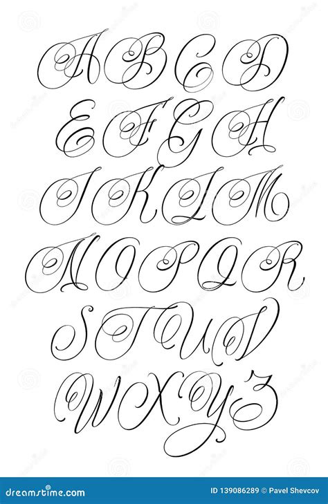 Handwritten Calligraphy Font on White Stock Vector - Illustration of cursive, manuscript: 139086289