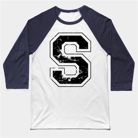 Initial Letter S Black Jersey Sports Athletic Player - Jersey Letter S - Baseball T-Shirt ...