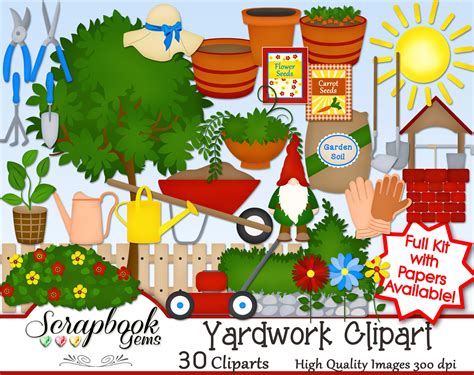 YARD WORK Clipart 30 Png Clipart Files Instant Download | Etsy UK