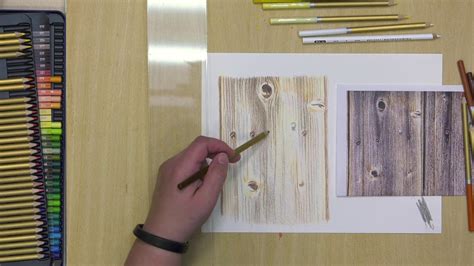 Creating Texture with Colored Pencils - Timelapse Drawing of Wood Grain ...