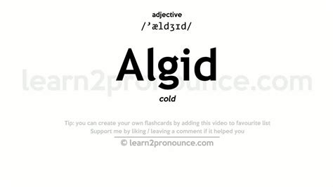 Pronunciation of Algid | Definition of Algid - YouTube