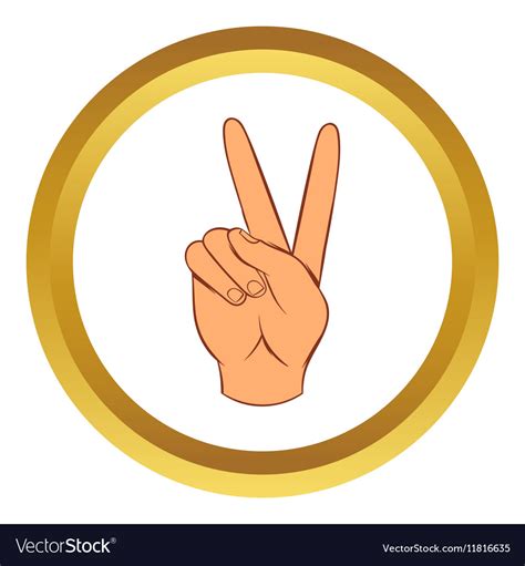 Hand with victory sign icon cartoon style Vector Image