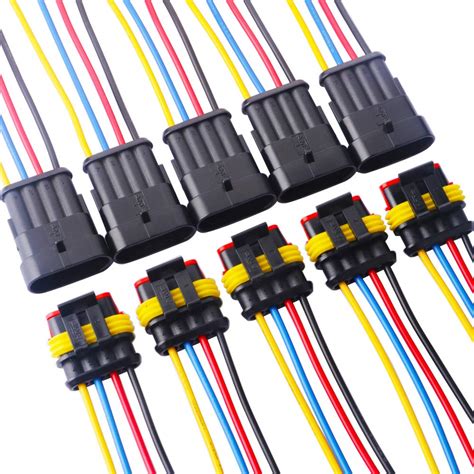 Buy GTIWUNG 5 Kit 4 Pin Way Waterproof Electrical Connector Wire, Automotive Wire Connectors ...