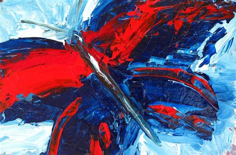 Red Blue Butterfly Painting by Patricia Awapara