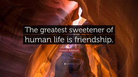 Joseph Addison Quote: “The greatest sweetener of human life is friendship.”