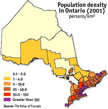 Population Density Ontario • Mapsof.net