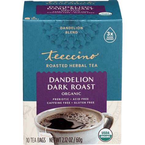 Teeccino Herbal Coffee - Dandelion Dark Roast 10 Bag(s) - Swanson Health Products