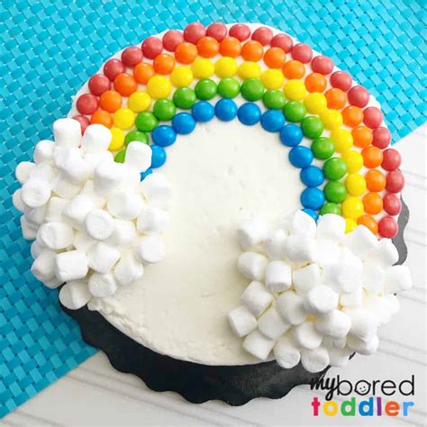 Easy Rainbow Birthday Cake Using Skittles and Marshmallows - My Bored ...