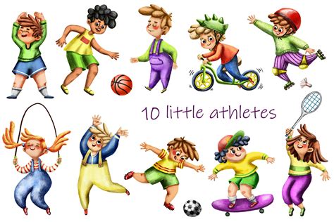 Sporty Kids - Clip Art Set By Mashamashastu | TheHungryJPEG