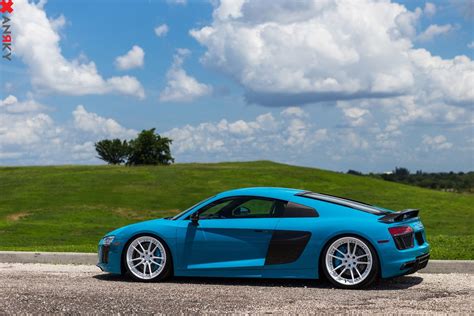 Baby Blue Audi R8 Showing Off Custom White Anrky Wheels — CARiD.com Gallery