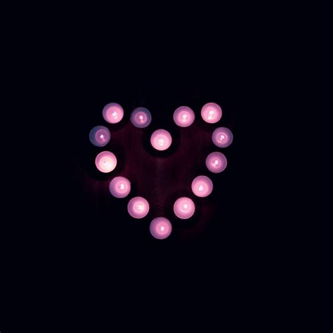 Love heart Wallpaper 4K, Candle lights, Black background