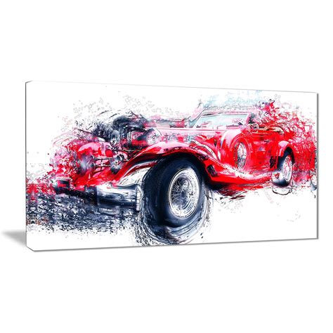 Design Art Red Vintage Classic Car Canvas Wall Art | Walmart Canada