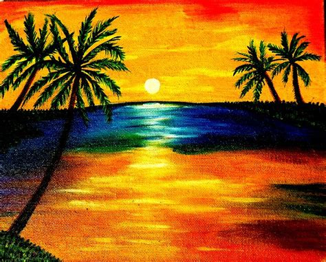 Tropical Sunset — Landscape Oil Painting On Canvas | Painting, Canvas painting, Oil painting ...