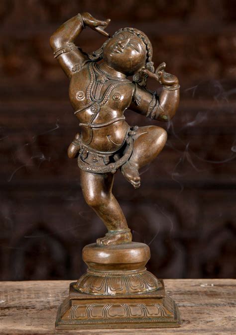 Bronze Krishna Bala Dancing Statue 16" (#115b18): Lotus Sculpture