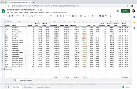 Dividend Income Portfolio Template for Google Sheets ...