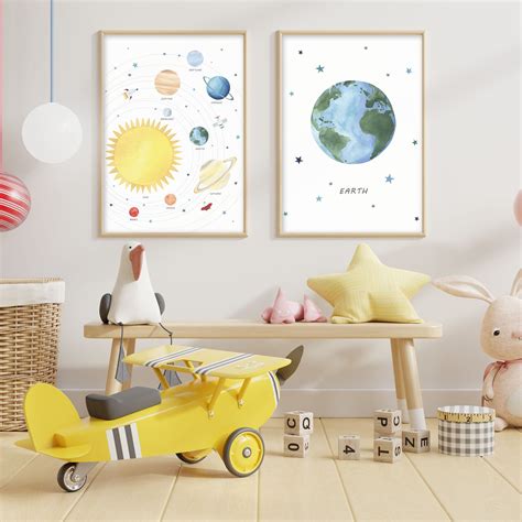 Solar System Print Space Nursery Print Educational Nursery - Etsy