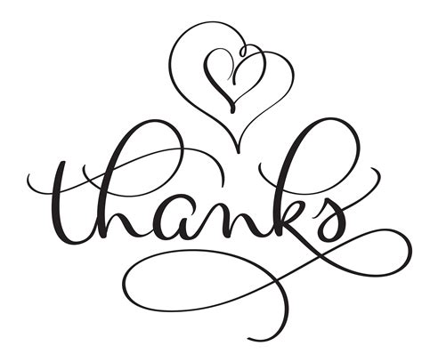 Thanks word with hearts on white background. Hand drawn Calligraphy ...