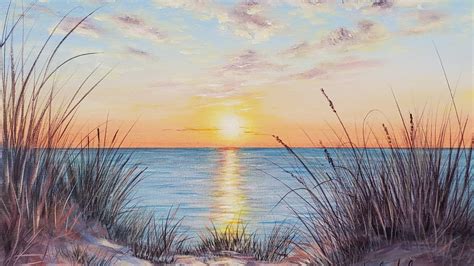 Sand Dunes Beach Sunset Seascape- Acrylic Painting LIVE Tutorial - YouTube