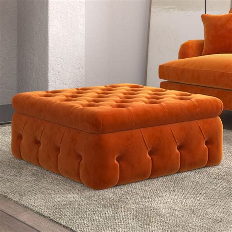 Large Orange Velvet Footstool with Storage - Payton | Velvet footstool, Storage footstool ...